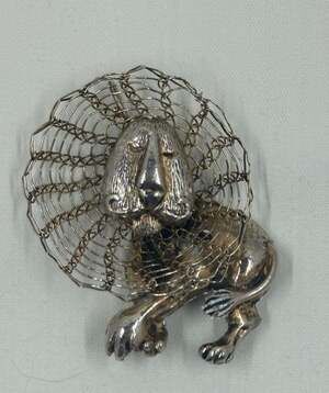 Vintage Jeanne Silver Tone Dimensional Lion Brooch with Wire Mane